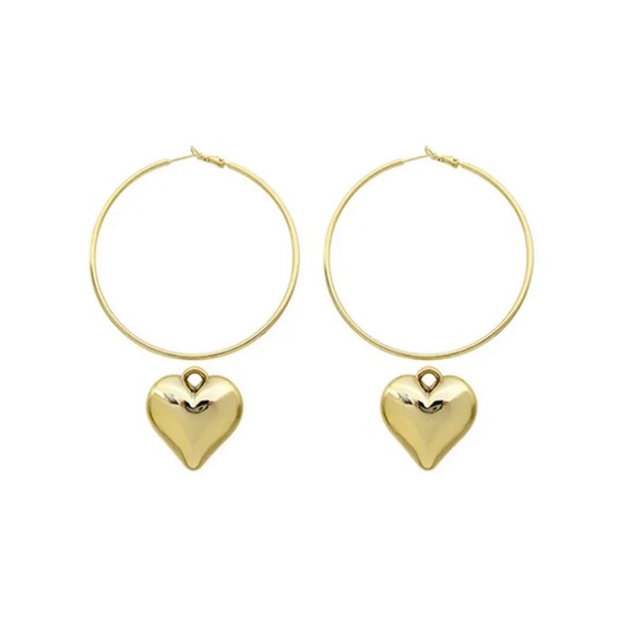 Heart Hoop Dangle Earrings - Picture 2 of 2